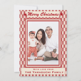 Japanese Geometric Yagasuri Pattern Photo Holiday  Julkort