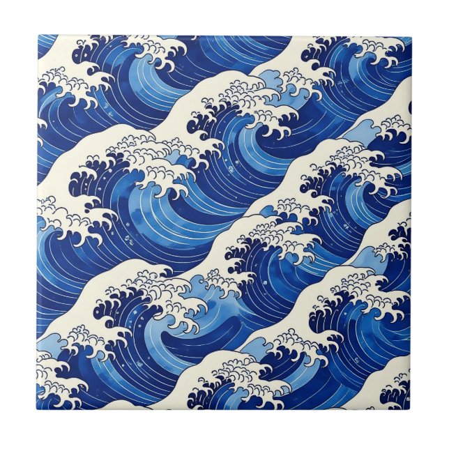 Japanese Great Wave Pattern Ocean  Kakelplatta (Framsidan)