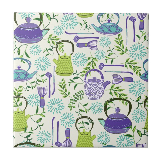 Japanese Green Teapot Design Kakelplatta (Framsidan)