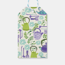 Japanese Green Teapot Design Presentetikett