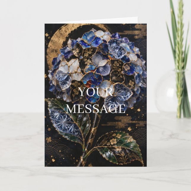 Japanese Hydrangea Gold Art Personalized Card Kort (Framsida)