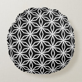 Japanese-Inspired Geometric Black and White  Rund Kudde