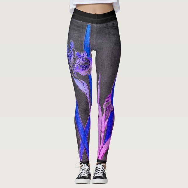 JAPANESE IRIS BLACK Leggings (Framsida)