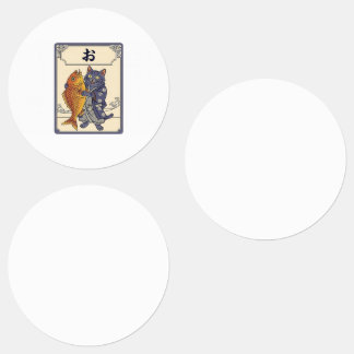 Japanese Karuta Cat with Tai Fish Klistermärke