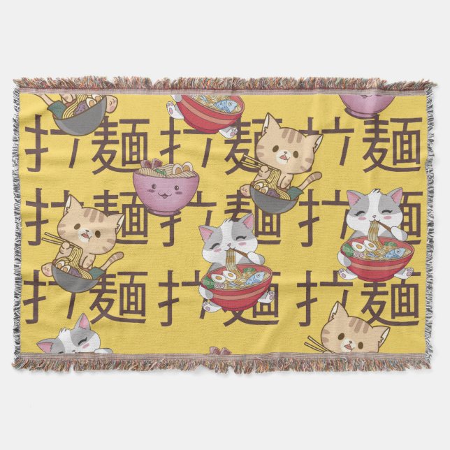 Japanese Kawaii Anime Cat Ramen Noodles Filt (Framsidan)