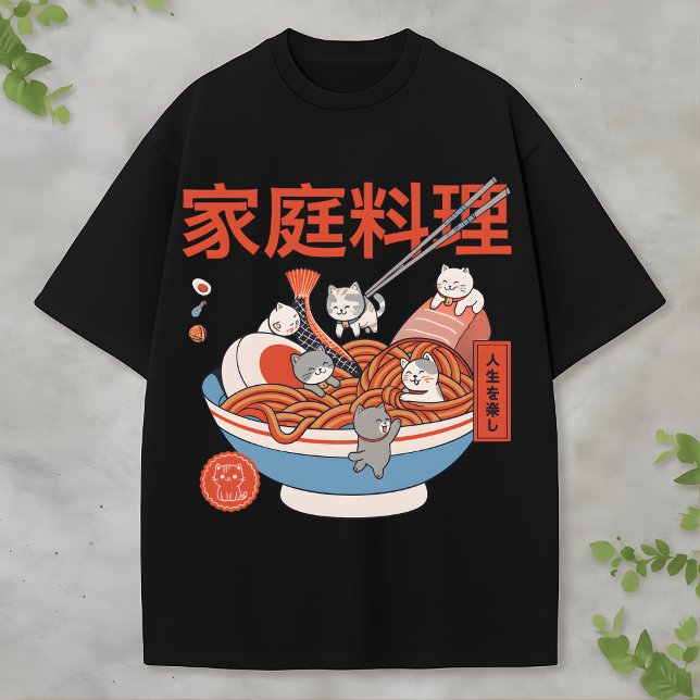 Japanese Kawaii Cat Noodles Adorable Food Lovers T Shirt (Skapare uppladdad)