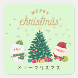 Japanese kawaii sticker 【Santa GREEN】christmas Fyrkantigt Klistermärke
