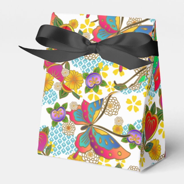 Japanese kimono pattern favor box presentaskar (Framsidan Sidan)