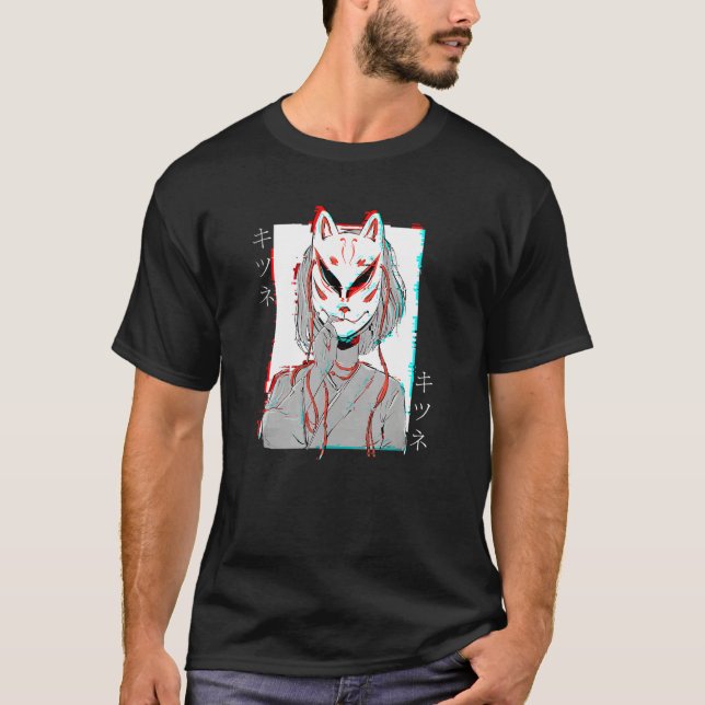 Japanese Kitsune Folklore Fantasy Demon Nine Taile T Shirt (Framsida)