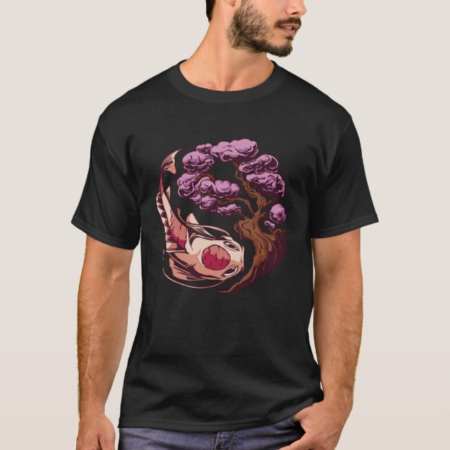 Japanese Koi and Koi with cherry blossom and Sakur T Shirt (Framsida)