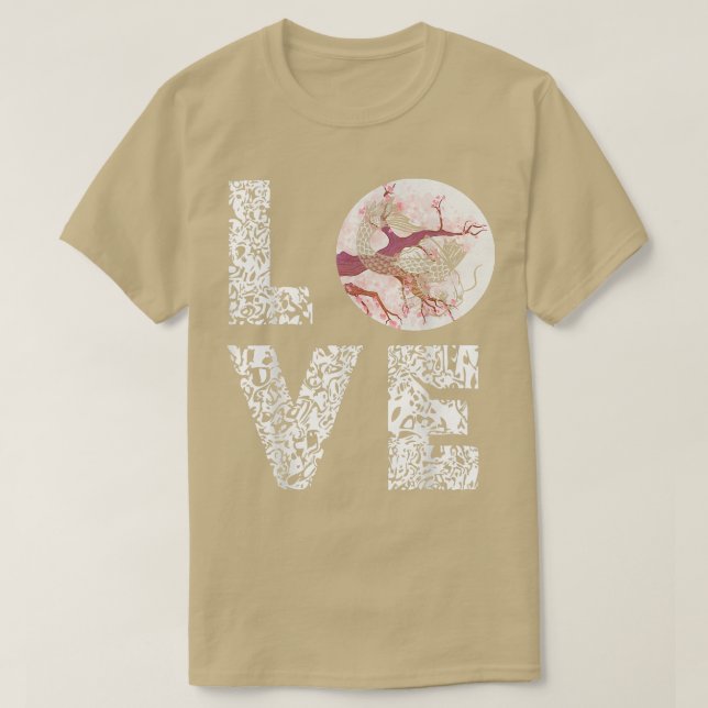 Japanese Koi Carp Yin Yang Leopard Love Sakura Tre T Shirt (Design framsida)
