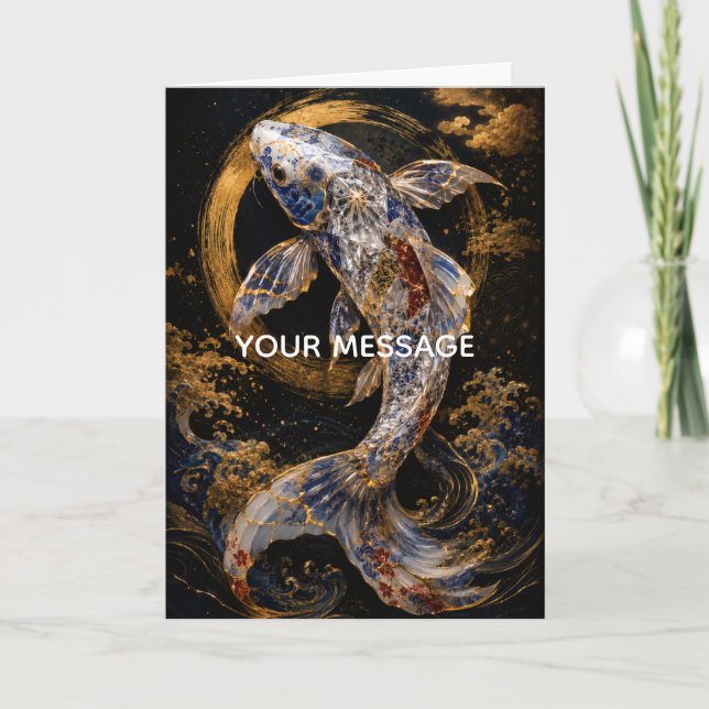 Japanese Koi Fish Kintsugi Gold Art Personalized  Kort (Framsida)