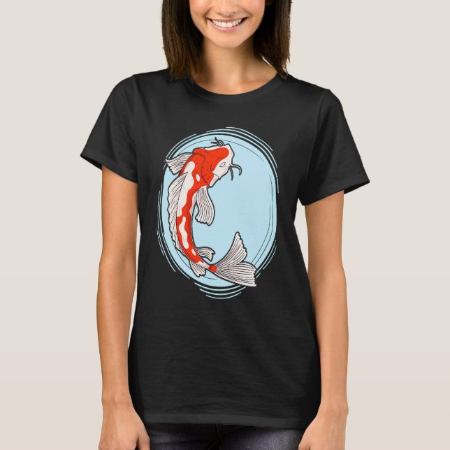 Japanese Koi Fish Swimming T Shirt (Framsida)