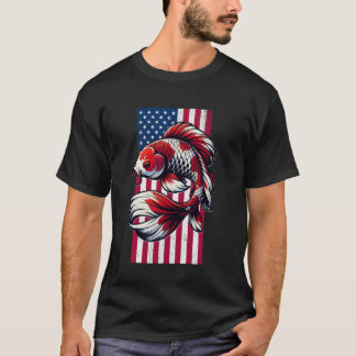 Japanese Koi Fish USA American Flag Men Women Kids T Shirt