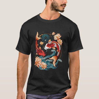 Japanese Koi Fish Vintage Lotus Flowers T Shirt