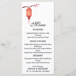 Japanese lantern wedding menu meny