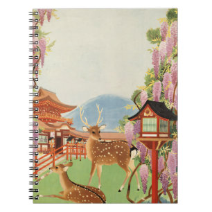 JAPANESE liggande helig hjort i Nara tempel Anteckningsbok