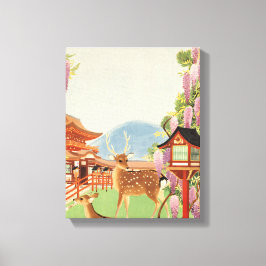 JAPANESE liggande | helig hjort i Nara | tempel Canvastryck