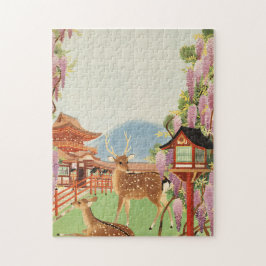 JAPANESE liggande | helig hjort i Nara | tempel Pussel