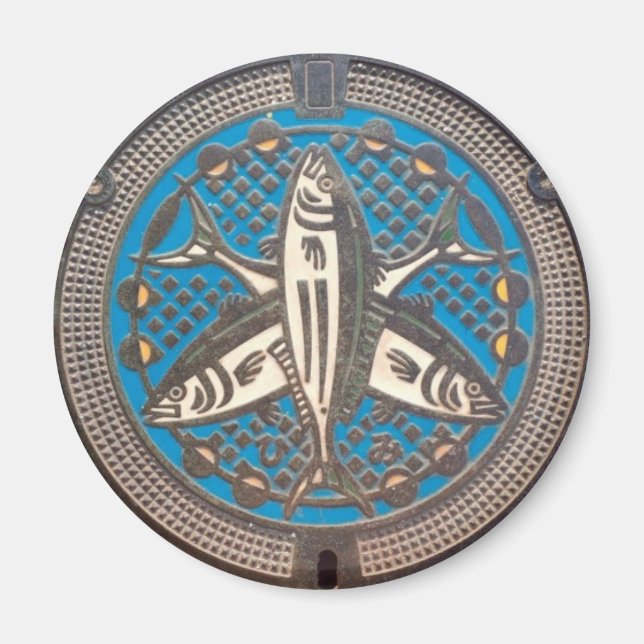 Japanese Manhole Cover Arts　－Himi Yellowtail Magnet (Framsidan)