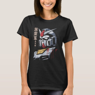 Japanese Mecha Robot Head Blueprint Sketch Art T Shirt