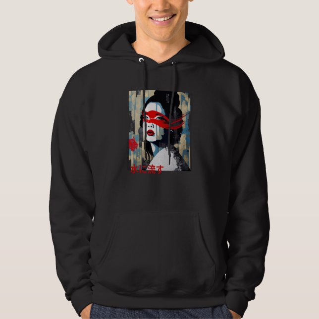 Japanese Modern with Proverb Writing Streetwear Fa Hoodie (Framsida)