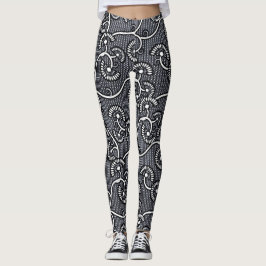 JAPANESE MÖNSTER BLACK OCH WHITE Leggings