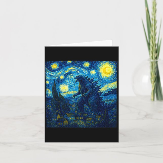 Japanese Monster Kaiju Van Gogh Starry Night  Kort (Framsida)