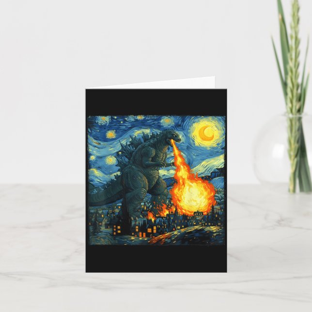 Japanese Monster Kaiju Van Gogh Starry Night  Kort (Framsida)