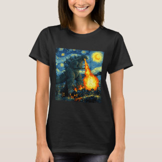 Japanese Monster Kaiju Van Gogh Starry Night  T Shirt
