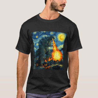 Japanese Monster Kaiju Van Gogh Starry Night  T Shirt