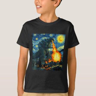 Japanese Monster Kaiju Van Gogh Starry Night  T Shirt