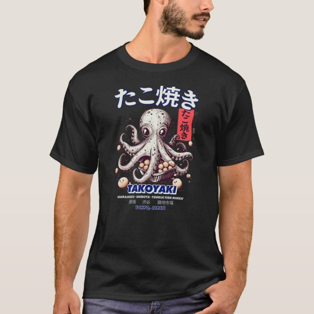 Japanese Octopus Harajuku Anime  Manga Takoyaki St T Shirt (Framsida)