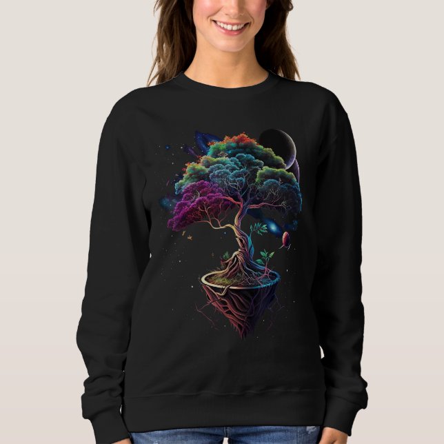 Japanese Outer Space Miniature tree on Galaxy Bons T Shirt (Framsida)