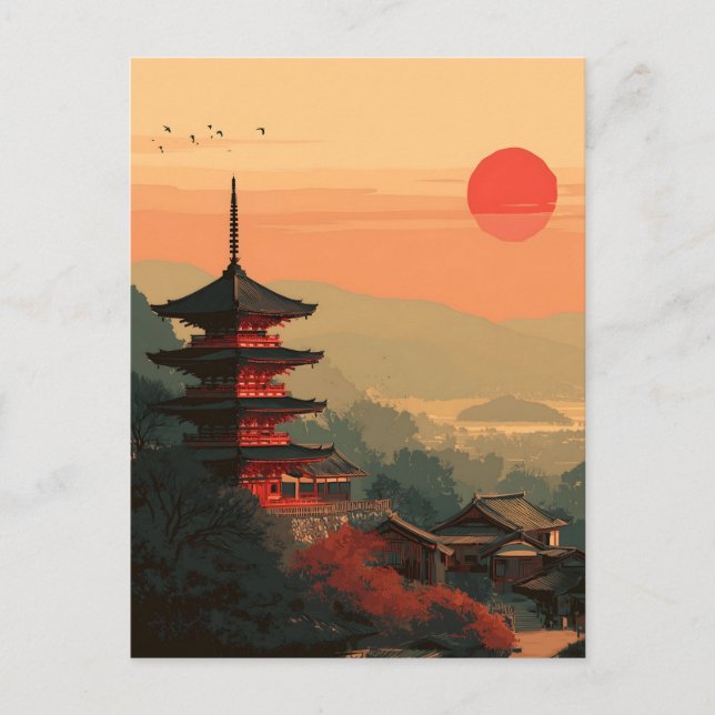 Japanese Pagoda vintage Vykort (Framsida)