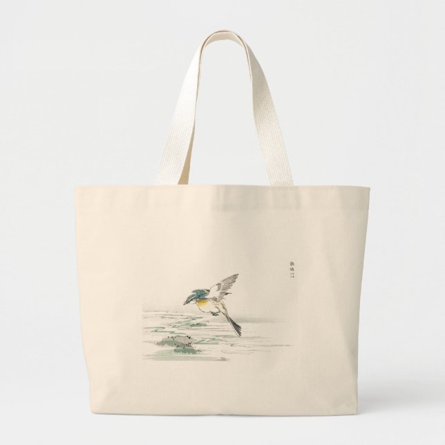 JAPANESE PAINTING OF BIRD COTTON Tote Bag Jumbo Tygkasse (Framsidan)