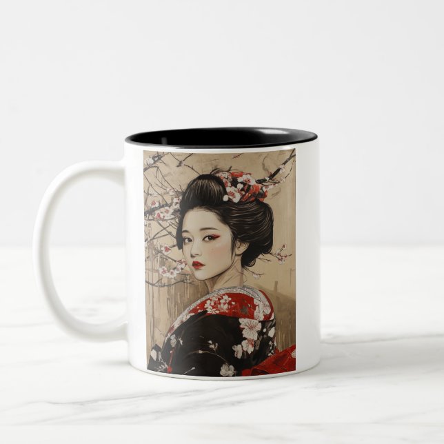 Japanese painting style GEISYA MAG06 Två-Tonad Mugg (Vänster)