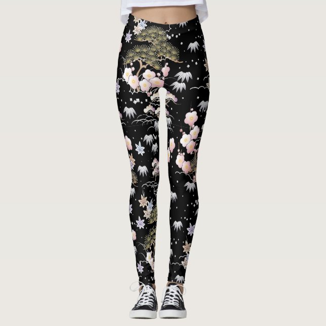 Japanese Pattern Pine, Bamboo and Plum Leggings (Framsida)