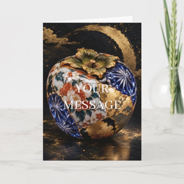 Japanese Persimmon Gold Art Personalized Card Kort (Framsida)