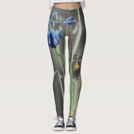 JAPANESE PRINT IRIS ON GRÅTT Leggings