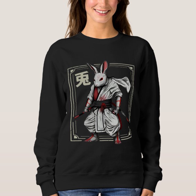 Japanese Rabbit Ninja Retro Bunny Ninja Rabbit T Shirt (Framsida)