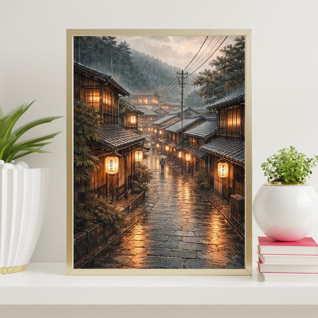 Japanese Rainy Street Poster | Kyoto Night Wall (Skapare uppladdad)