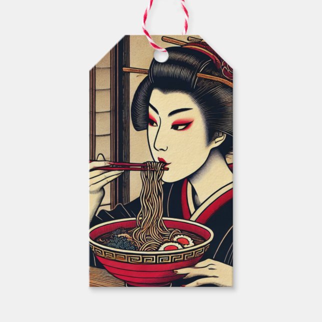 Japanese ramen kimono ukiyoe presentetikett (Framsidan)