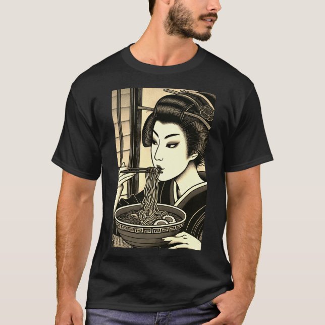 Japanese ramen kimono ukiyoe t shirt (Framsida)