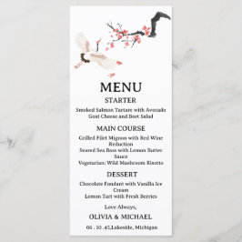 Japanese Red-Crowned Crane Wedding Menu Card  Meny
