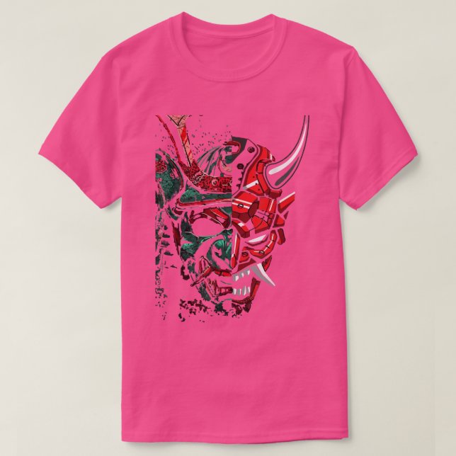 Japanese Red Samurai Oni Mask Ogre  (2) T Shirt (Design framsida)
