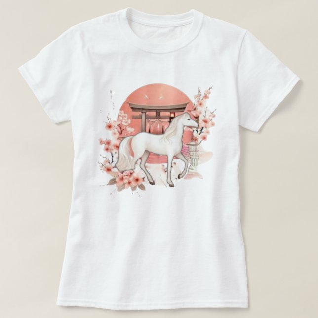 Japanese Red Sun Torii & White Horse – Women’s T-s T Shirt (Design framsida)