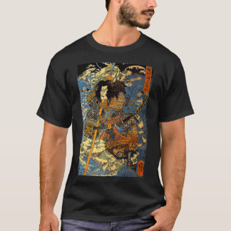 Japanese Retro Arrow Injured Samurai Riding Sea Cr T Shirt