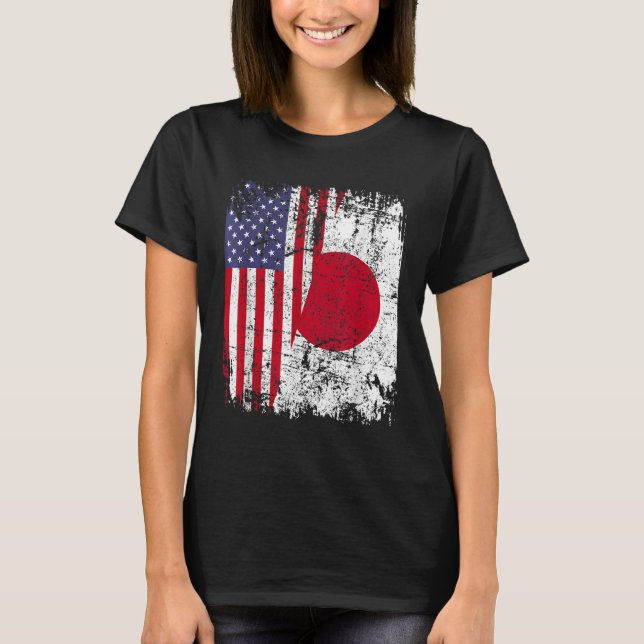 JAPANESE ROOTS Halamerikanska Flagga JAPAN T Shirt (Framsida)