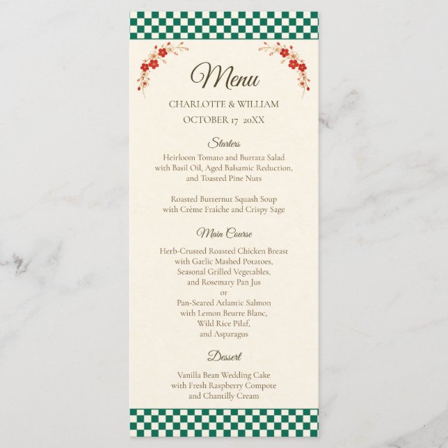 Japanese Sakura Ichimatsu Wedding Menu Meny (Framsida)